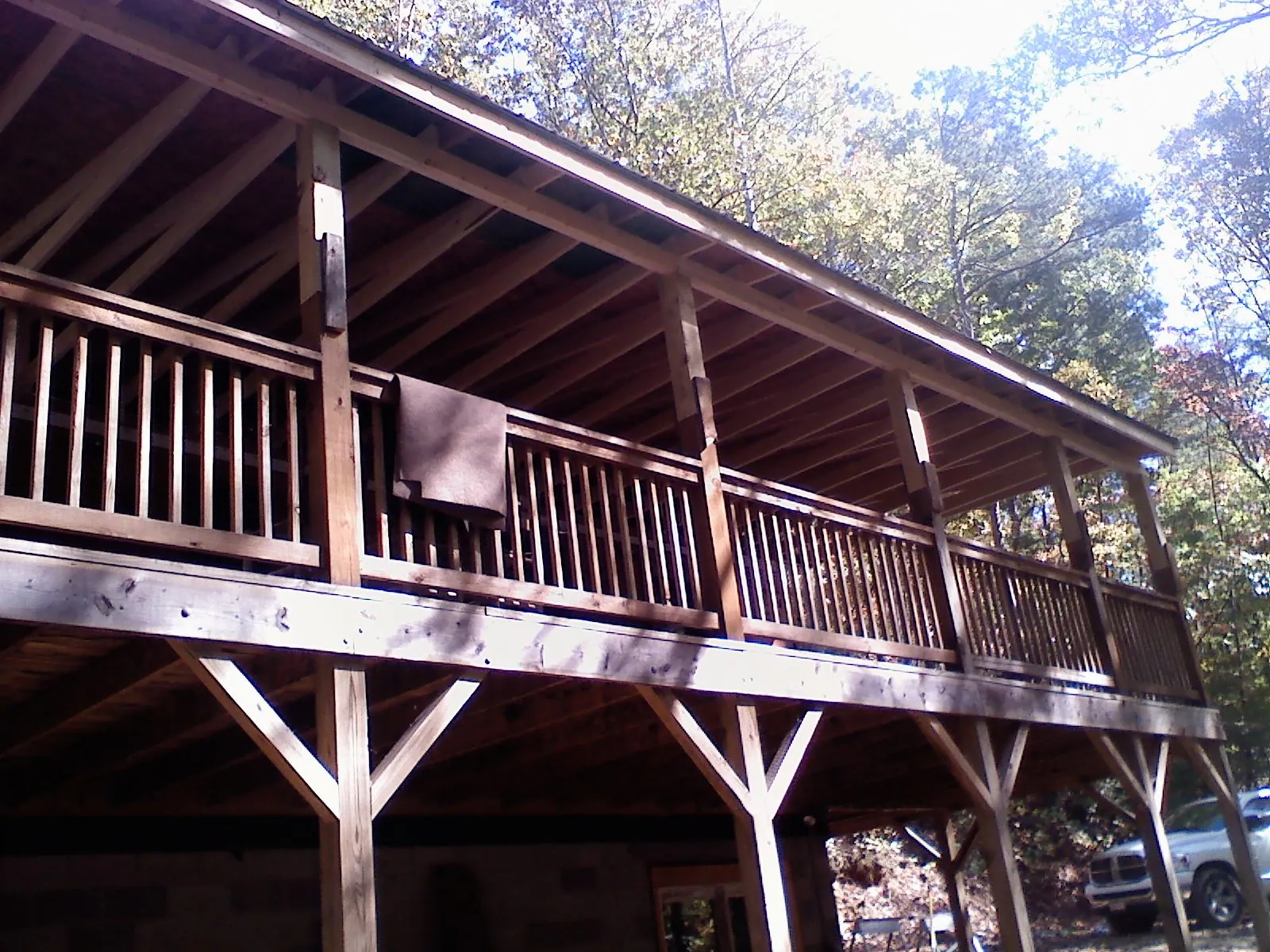 Timber framing under a new elevated porch and deck — Roof Leak Repair in Tobyhanna by Roofing Brothers